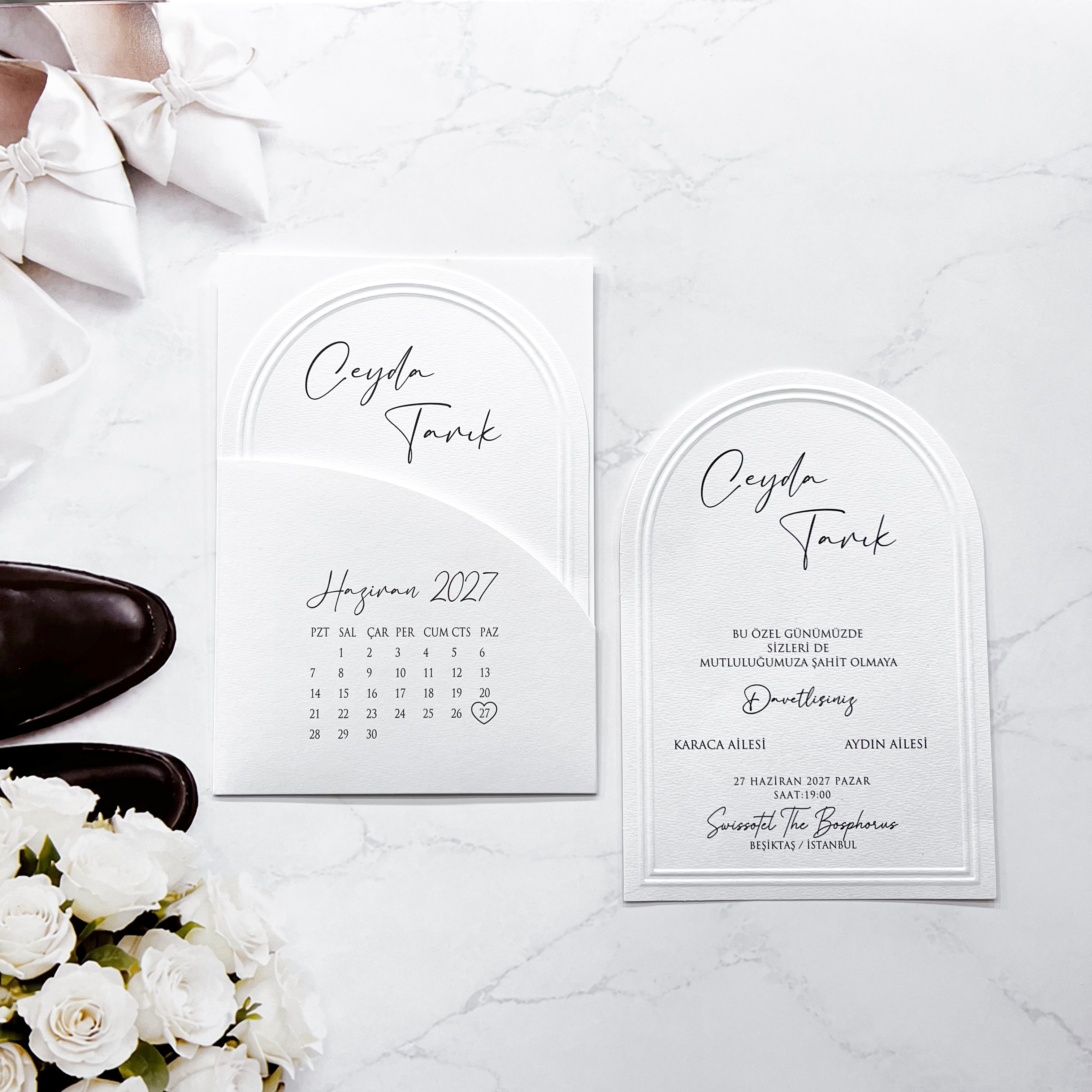 2637 Oval Davetiye — Beyaz davetiye tasarımı